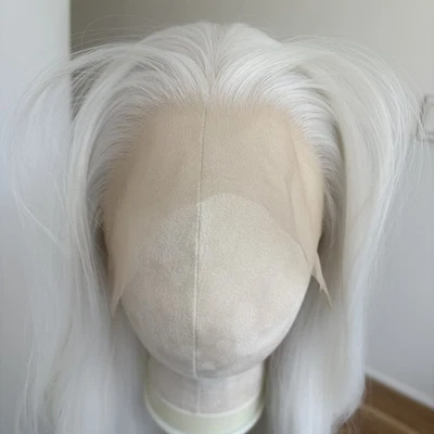 MISSWEN Vorgezupfte Lace-Front-Perücken Reinweiß Long Straight Kunsthaar Mehrlagig