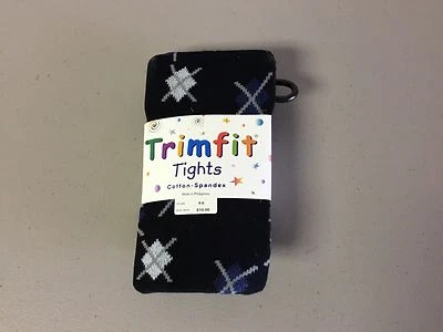 NWT Girl's Trimfit Cotton/Spandex Tights Size 4-6 Navy w/ Design #135R Foto 1 de 2