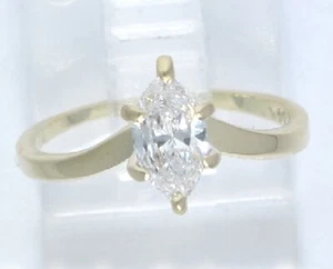 14k Yellow Gold Marquise Diamond Solitaire Wedding Engagement Ring .65ct - Picture 1 of 3