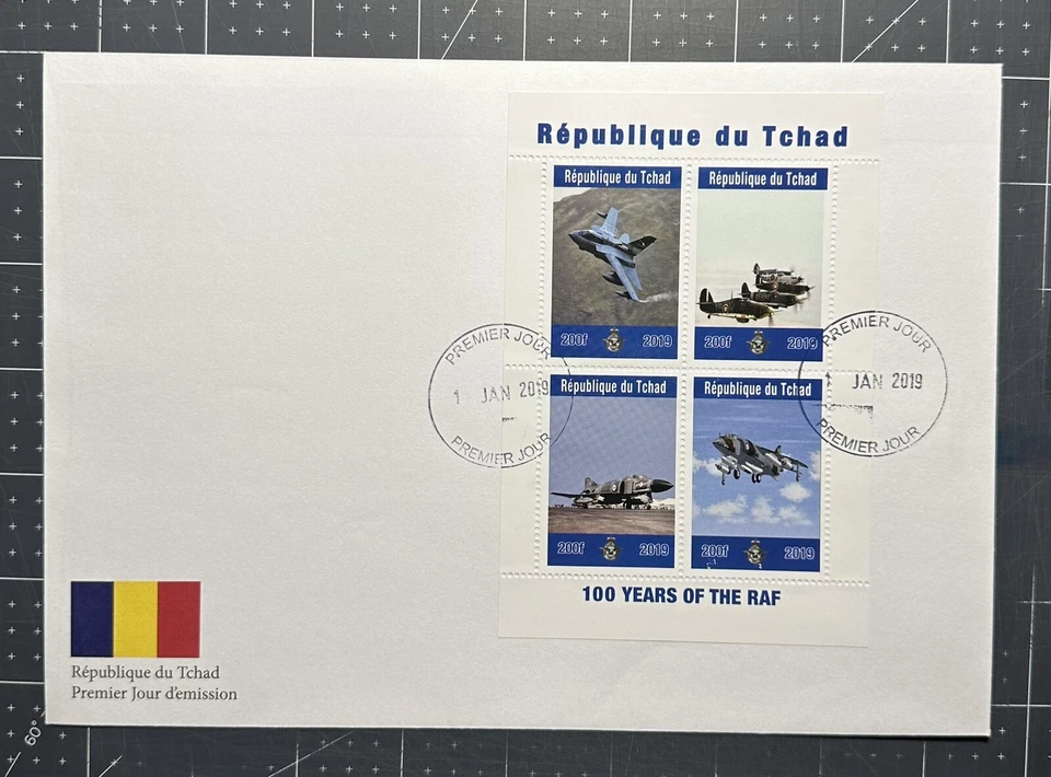 Chad 2019 FDC Royal Air Force RAF 100 Years 4v  Aviation Stamps - Image 1 of 1