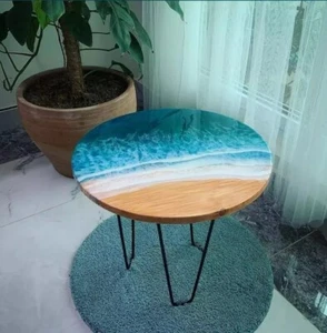 24" Epoxy River Table Top Stunning Wood and Resin Blend for Sophisticated Living - Picture 1 of 8