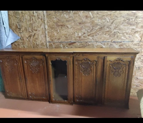 19th Century 12' Oak Buffet with stand Cover
