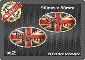 Royal Enfield Oval Dirty Union Jack Stickers Classic Motorcycles UK Retro Biker - Picture 1 of 1