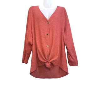 Liberty Love Button Down Top Tie Front Ribbed Knit 3XL - Picture 1 of 10