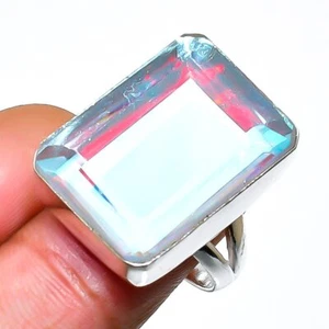 Mystic Topaz Gemstone Handmade 925 Sterling Silver Jewelry Ring Size 7 - Picture 1 of 2