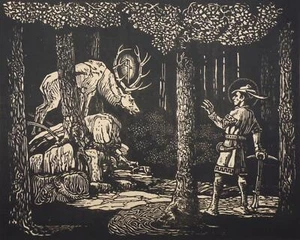 PFERDE UND JAGD - "St. Hubertus" - Holzschnitt um 1850 - Picture 1 of 2