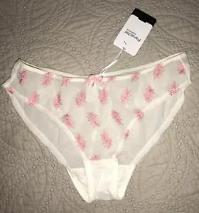 New Panache Two Tone Lace Brief Mesh Panty Panties 5065 Off White Pink NWT - Picture 1 of 5