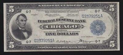 US 1918 $5 FRBN Chicago FR 794 VF (-251) - Image 1 of 2