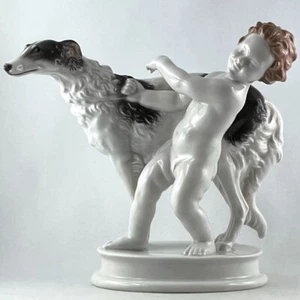 Sujet "ENFANT AU BARZOÏ" Sculpture Animalière Porcelaine ROSENTHAL 1282... - Picture 1 of 15