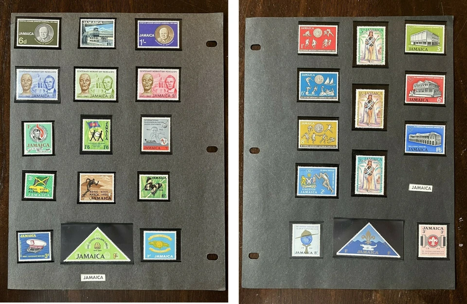 LOTE DE SELLOS JAMAICA COMO NUEVOS EN PÁGINA AMBOS LADOS EN PROTECTORES POST INDEPENDENCIA Foto 1 de 4