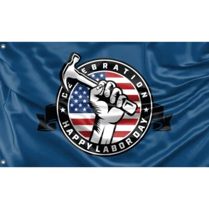 Labor Day Celebration Flag V Unique Design, 3x5 Ft / 90x150 cm size, EU Made - Picture 1 of 4