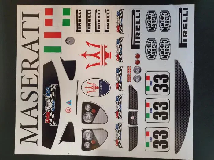DEC021 - ADESIVI MASERATI Rc Body 1/8 Decals - adesivi    - Immagine 1 di 1