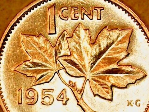 1954 Canada Cent SF Circulated Red-Brown Queen Elizabeth II Canadian Penny Cover