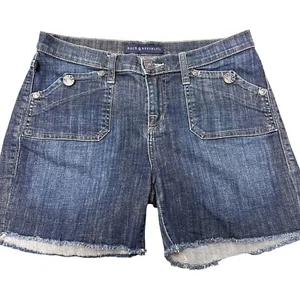 Rock & Republic Jean Shorts Women's 10 Denim Cut Off Raw Hem Dark Wash Stretch - Picture 1 of 6