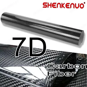 7D Glossy Carbon Fiber Vinyl Film Car Interior Wrap Stickers Auto Accessories A+ - Foto 1 di 10
