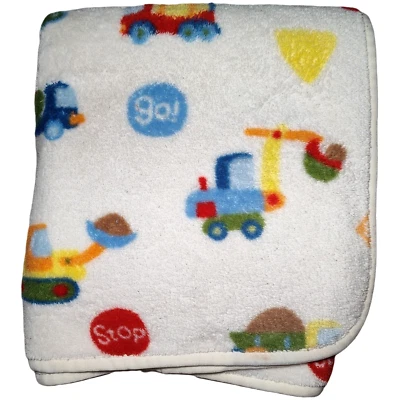 Circo White Construction Vehicles Baby Blanket Fleece Boy Bulldozer Target - Image 1 of 3