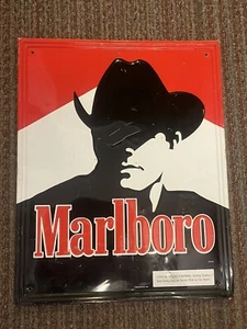 Vintage 1992 Marlboro Man Cigarette Metal Sign Cowboy Embossed Phillip 22x17 - Picture 1 of 4