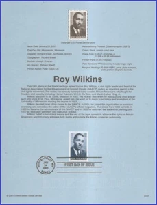 USA7 #3501 U/A SOUVENIR PAGE FDC Roy Wilkins Black Heritage - Picture 1 of 1