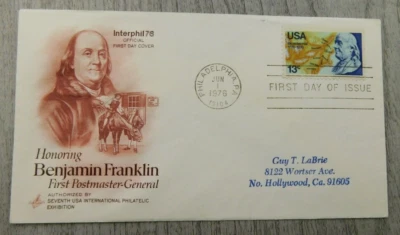 First Day Of Issue Philadelphia PA 1976 Benjamin Franklin Stamps Envelope Cover - Image 1 of 4