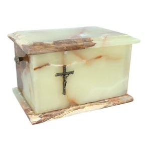 Stone Casket Natural Green Onyx Cremation Ashes Urn For Adult - Picture 1 of 6