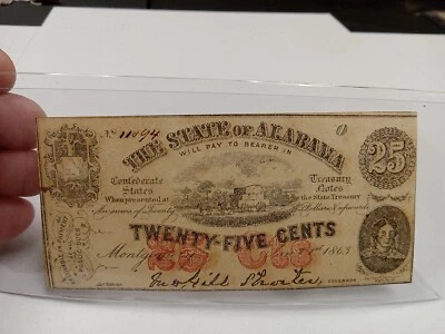 1863 25¢  The State of Alabama Montgomery, AL Obsolete Note Rare!! #2 - Image 1 of 3