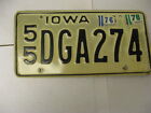 1976 76 1978 78 Iowa IA License Plate 55DGA274