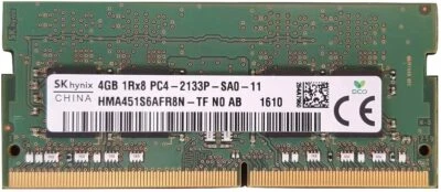 SK Hynix 4GB 1Rx8 PC4-17000 DDR4-2133 1.2V CL15 260 Pin Sodimm HMA451S6AFR8N-TF - Image 1 of 2