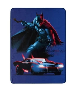 The Batman | Blue Shadow & Flame Micro Throw | 46" x 60" | DC Comics | Batmobile - Picture 1 of 1