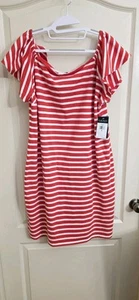 Lauren Ralph Lauren Dress Womens XL Red WHITE dress - Picture 1 of 7