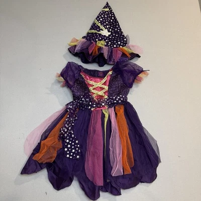 Disfraz de bruja/hada colorida para niños con tule y estrellas plateadas talla 5-6 Foto 1 de 4