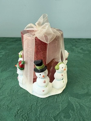 Candelabro pilar muñeco de nieve de Navidad con vela roja-nuevo Foto 1 de 4