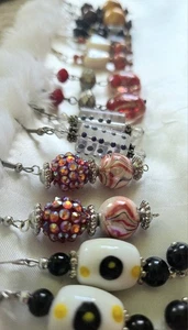 Handmade Beaded Earrings Dangle Chunky Sparkle Lot of 7 Pairs Silver Tone 1.5-2" - Picture 1 of 13