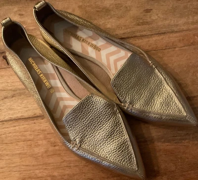 NICHOLAS KIRKWOOD BEYA TUMBLED LEATHER LOAFERS ( SIZE 9, EUR 39 ) GOLD METALLIC - Image 1 of 4