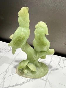 Vintage And Signed A. Santini Jade Green Parrot Sculpture, Italy - Picture 1 of 8