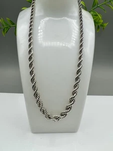 Vintage London 1970 Thick Sterling Silver Graduated Rope Twist Chain/Choker 18” - Picture 1 of 6