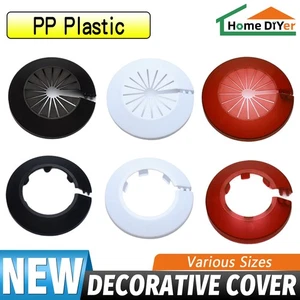Radiator Pipe Covers PP Plastic Collar Rosette Rose 20 25 29 32 40 45 50mm - Picture 1 of 31