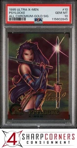 1995 ULTRA X-MEN ALL CHROMIUM GOLD SIGNATURE #10 PSYLOCKE POP 4 PSA 10 - Picture 1 of 4