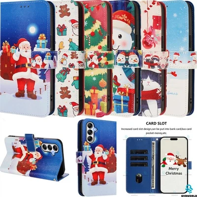 Case for Samsung A06 A16 A17 A36 A54 A34 Christmas Flip Wallet Case Phone Cover - Image 1 of 4