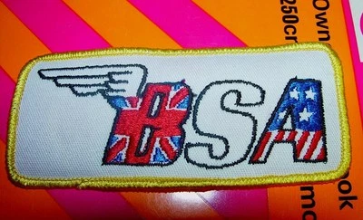 "BSA" MOTORCYCLE, OIF, 4.5" x 2",  Embroidered PATCH, Iron and/or Sew On, F/SH - Image 1 of 2