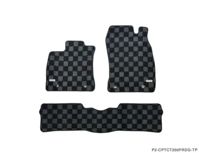 P2M Checkered Flag Race Carpet F&R Floor Mats Set for Lexus Hybrid CT200H 10-17 - Image 1 of 3