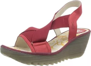 Sandalias de cuña Fly London Yait 366Fly Cupido ROJAS EE. UU. 6,5-7 UE 37 - Imagen 1 de 7