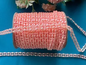 1/4 Zoll Halbrund Flatback Imitat Perle Perlen Kette Nähen Borte Rosa 6 Yards - Bild 1 von 2