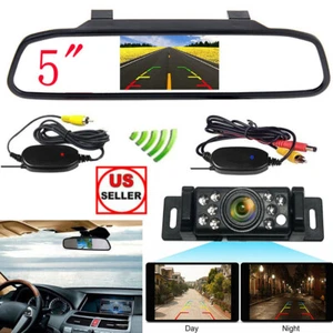 Wireless Backup Camera Car Rear View 5" Monitor HD Parking System Night Vision - Picture 1 of 12