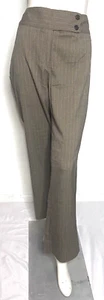 BRIGGS New York Women Brown Striped High Rise Straight Leg Zip Pants Size 14 - Picture 1 of 7