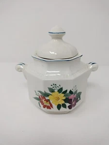 Kensington Staffordshire Ironstone England Red, Yellow, Purple Floral Sugar Bowl - Picture 1 of 4