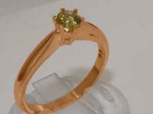 18k Rose Gold Natural Peridot Womens Solitaire Ring - Sizes 4 to 12 - Picture 1 of 4