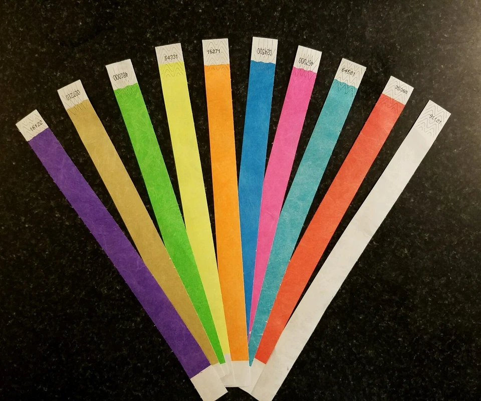 DUPONT TYVEK WRISTBANDS FOR EVENTS 200 3/4" (Choose your color) PAPER WRISTBANDS
