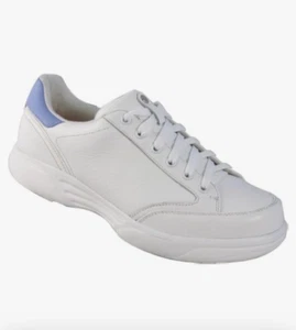 MT. EMEY Women's 9208 Leather Walking Shoes White Blue 9 - Picture 1 of 10
