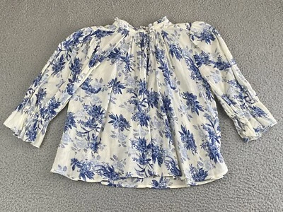 Anthropologie Free People Artsy Boho Ruffle Cottagecore Blouse Floral Top XS EXC - image 1 of 4