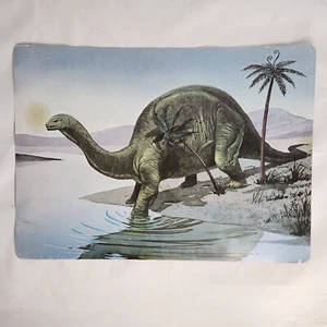 1976 Dinosaurs Brontosaur Singer SVE Society Visual Education Poster 18x13 Vtg - Picture 1 of 12